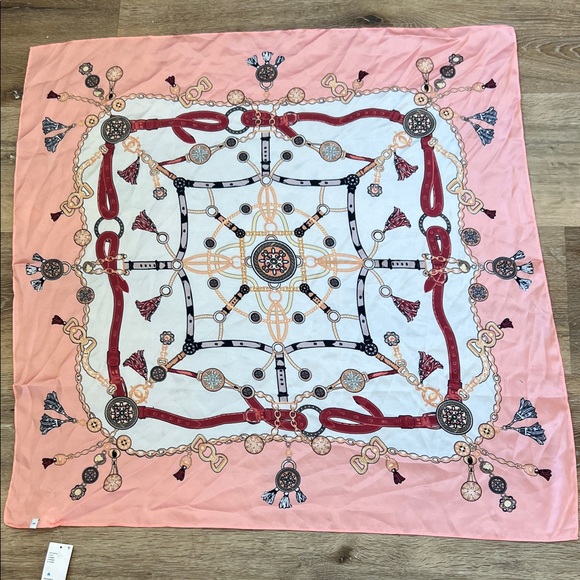 Urban Outfitters Accessories - Urban Outfitters Tassels Patterned Scarf 32” square, purse scarf